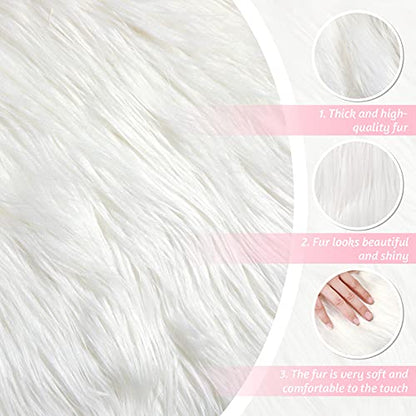 Tatuo 60 X 18 Inch White Fake Fur Fabric for Crafts Sewing DIY - color: White, size: 60 x 18 Inch