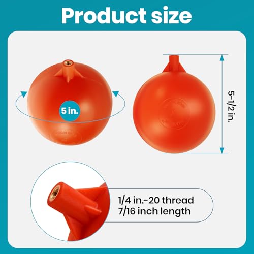 5" Float Ball for Float Valve, 1/4"-20 Thread Replacement - size: 5inch ball