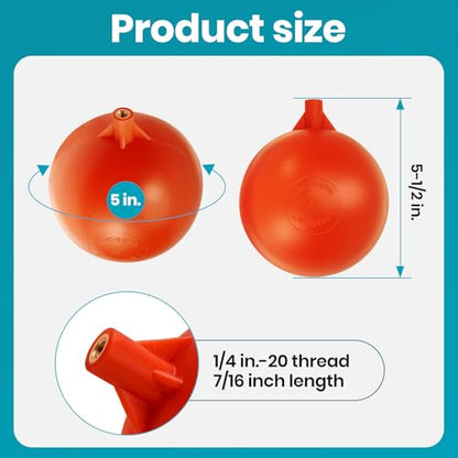 5" Float Ball for Float Valve, 1/4"-20 Thread Replacement - size: 5inch ball