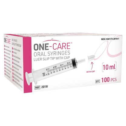 ONE-CARE Oral Syringe, 10 mL, Slip Tip, with Cap, 100 Count - size: 10 ml Black Scale