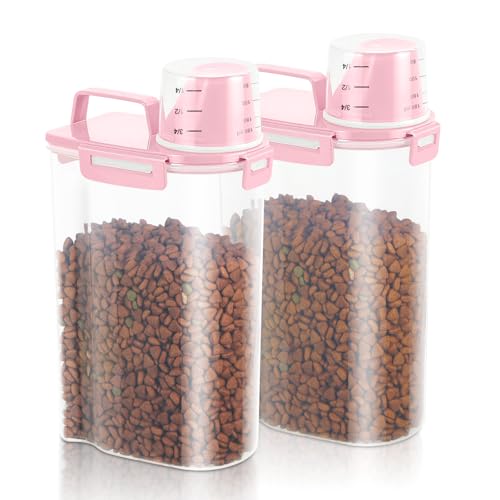 2 Pack 3 Lbs Pet Dog Cat Food Bird Seed Storage Containers for Travel -Pink - color: Pink-3L 2Pack