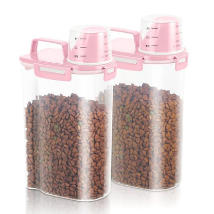 2 Pack 3 Lbs Pet Dog Cat Food Bird Seed Storage Containers for Travel -Pink - color: Pink-3L 2Pack