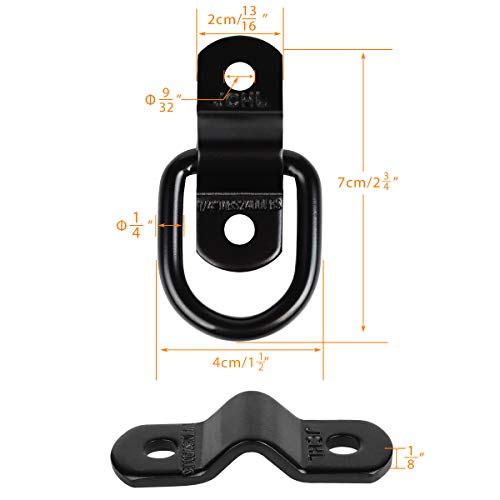 D Rings Tie Down Anchors Hooks for Trailer Truck Bed Bracket Enclosed Points Pickup Camper Surface Mount D-Ring Heavy Duty 1/4" 2400 Pound Capacity (4-Pack) - color: 4-Pack