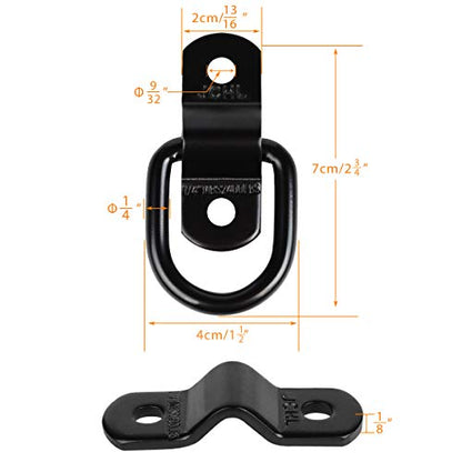 D Rings Tie Down Anchors Hooks for Trailer Truck Bed Bracket Enclosed Points Pickup Camper Surface Mount D-Ring Heavy Duty 1/4" 2400 Pound Capacity (4-Pack) - color: 4-Pack