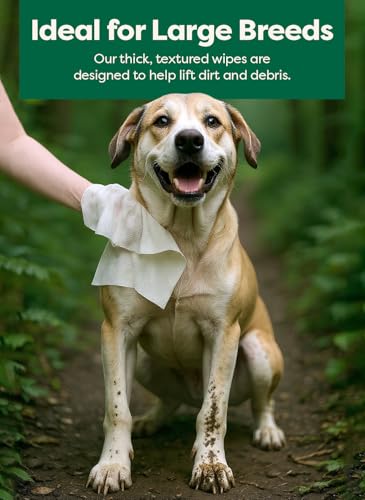 Earth Rated XL Pet Wipes for Dogs & Cats, Unscented Hypoallergenic, 60 Ct - color: Unscented, size: 60 XL Grooming Wipes