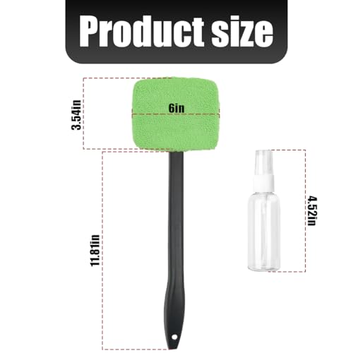 AICEL Car Windshield Cleaning Tool, Extendable Handle Window Cleaner Kit with 4PCS Reusable Microfiber Cloth, Auto Windscreen Glass Wiper Accessories, Universal for Truck, SUV, RV