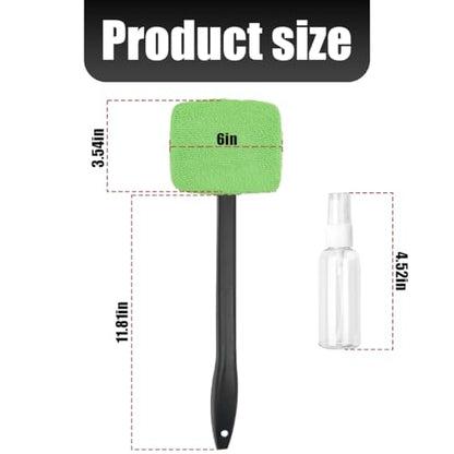 AICEL Car Windshield Cleaning Tool, Extendable Handle Window Cleaner Kit with 4PCS Reusable Microfiber Cloth, Auto Windscreen Glass Wiper Accessories, Universal for Truck, SUV, RV