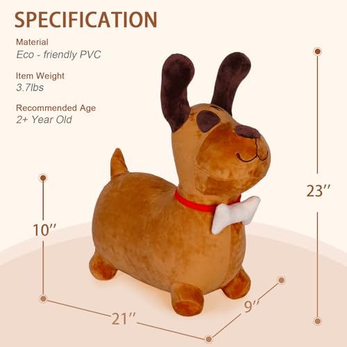 INPANY Bouncy Horse, Brown Dog Hopper Toys with Ultra Thick Plush, Gift Toy - color: Dog