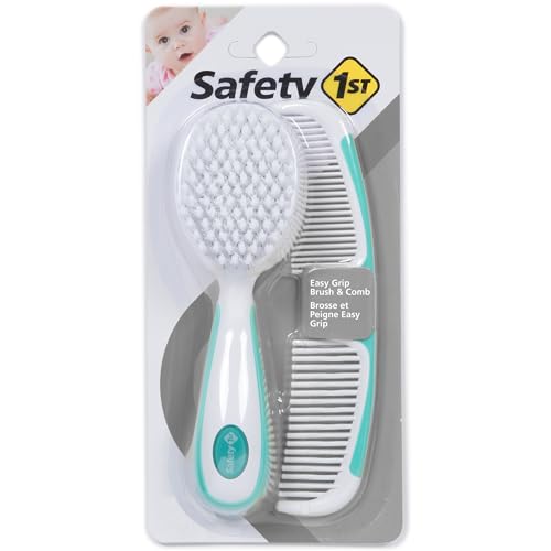 Safety 1st Rapid Read 3-in-1 Thermometer, Aqua, One Size & Easy Grip Brush and Comb, Colors May Vary