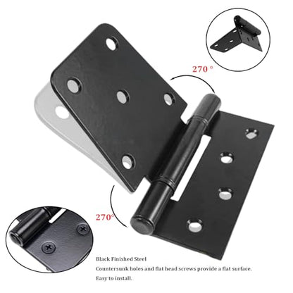 3-1/2" Heavy Duty Gate Hinges, 2 Pack Black Iron Shed Door Hinges, Heavy Duty T Hinges Gate Hinges for Barn Wood Fence Gate Hinges with 36PCS Screws - color: Black 3
