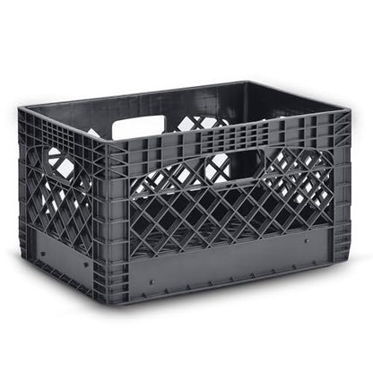 Juggernaut 6 Pack 24 Quart Storage Crate, Milk Crate Plastic Basket - color: Black, size: 24 Quart, 6-Pack