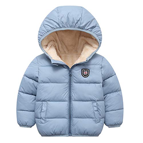 Happy Cherry Boys Girls Winter Thick Jacket Warm Fleece Fur Lining Zipper Hooded Windproof Coat Outwear for 1-7 Years - color: Grey, size: 4-5T