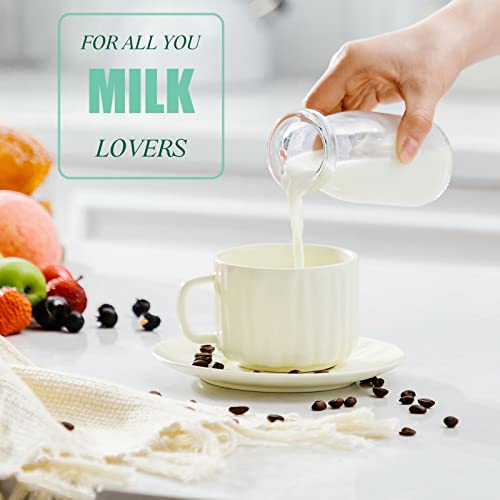 Zubebe 6 Pack 6 oz Glass Jars Milk Bottles with 12 Lids Mini Yogurt Jars - size: 6 oz