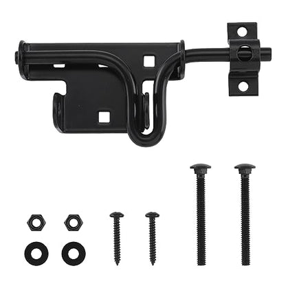 HOME MASTER HARDWARE Heavy Duty Slide Bolt Gate Latch, 1 Pack Door Latch | Metal Sliding Bolt Door Lock with Padlock Hole, Suitable for Fence, Barn, Shed, Interior, Outdoor, Included Screws, Black