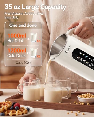 IAGREEA 10-in-1 Nut Milk Maker Machine, 42oz Soy Milk Blender - color: white