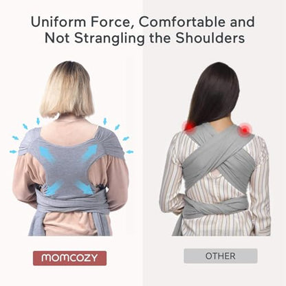 Momcozy Baby Wrap Carrier, Easy-On 2-Piece Design, Newborn to 33 lb - color: Grey