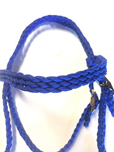 pony bitless bridle horse tack side pull hackamore royal blue