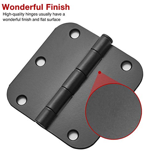 TDCHINGES 3 1/2" Matte Black Door Hinges 3.5 Inch Rounded Flat 18 Pack - color: Matte Black, size: 18 Pack