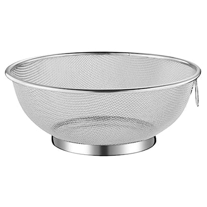 Stainless Steel Mesh Colander Fine Mesh Strainer for Soy Milk Kitchen Strainer for Washing Fruits and Vegetables Draining Pasta Rice and Quinoa 9.44 X 9.44 X 4.05 in