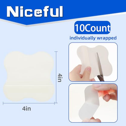 Niceful Hydrocolloid Bandages 4"x4" for Knee, Elbow, 10 Count | Waterproof, Advanced Healing, Extra Thin, Hydrocolloid Dressing Patches, Designed to Fit Joints, for Wounds - size: 4" x 4" (10 Dressings)
