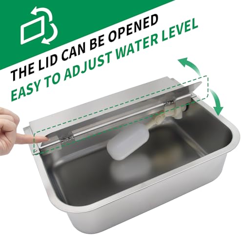 Automatic Dog Water Bowl Dispenser 8.3L Large Stainless Steel Wall Mounted | Large Capacity,No Mass,Rustproof,With Drain Hole,Keep Water Clean, With Float Valve ,Hose, Adapter, for Chickens,Horse,