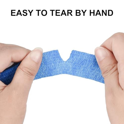 12Pcs Self Adhesive Bandage Wrap 1 in Cohesive Bandage Finger Tape Vet Wrap - color: Mix Color, size: 1 Inch