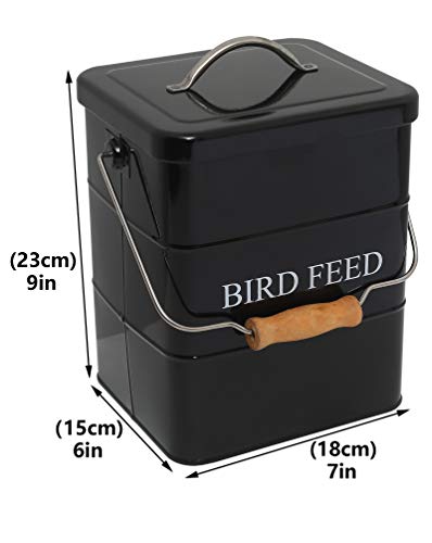 Geyecete Bird Feeder,Bird Food Jar Pet Food Storage Airtight Food Storage Container-Black - color: Black