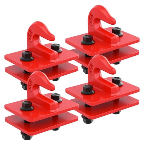 4 Pack 3/8" Tractor Bucket Grab Hooks, Grade 70 Forged Steel Bolt On Grab Hook with Backer Plate, Heavy Duty Tow Hook for Tractor Bucket, Loader, Truck, UTV, RV, 15,000 lbs, Red - color: Red, size: 4 Pack