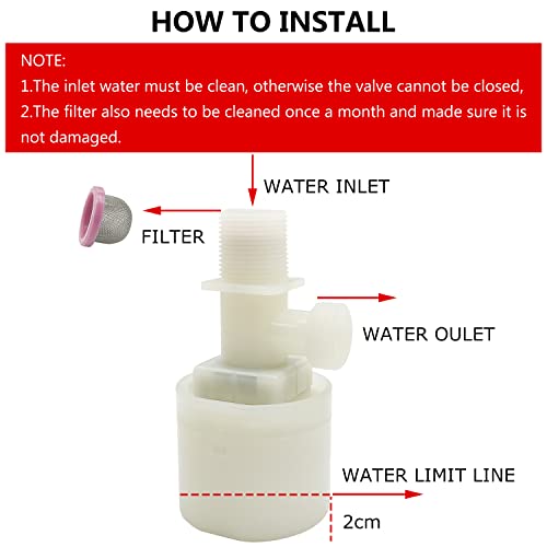 Water Float Valve, Water Level Control Water Tank Traditional Float Valve Upgrade 2 PCS(1", up inlet) - color: up inlet, size: 1" to 1"