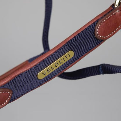 Shires Velociti Lusso Padded Halter - Leather Breakaway - color: Navy, size: Cob