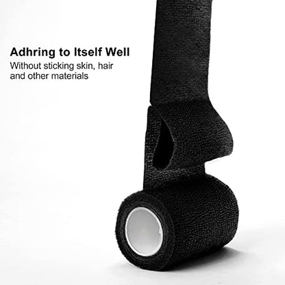 Self Adhesive Bandage Wrap Tattoo Grip Tape 2 inch x 5 Yards Cohesive Bandage Wrap Medical Wrap for Sports & First Aid, Elastic Self Sticking Bandage Tape Vet Wrap for Dogs (2 Inch, 24-Black) - color: 24-black
