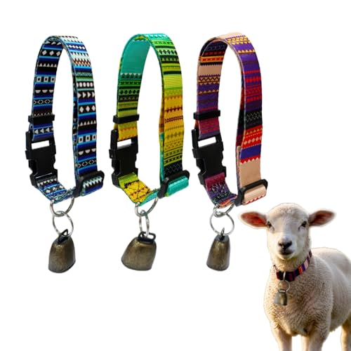 Goat Collars and Bells，Durable Nylon Adjustable Collar (Pattern) - color: Pattern, size: 3 PCS