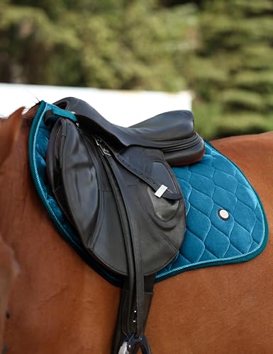 Harrison Howard Close Contact Horse Saddle Pad for Jumping, w/Velvet Hue - color: Star Command Blue