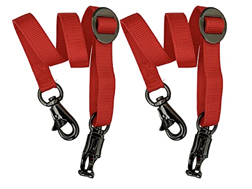 Majestic Ally Pack of 2, Double Thick Trailer Tie for Horse Haulage with Adjustable Buckle, Panic Snap and Bull Snap – 1 Inch by 36 Inch (Red) - color: Red