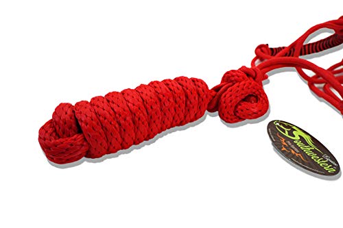 Southwestern Rope Halter and Lead with Designer Braided Nose Band Equine - color: Red & Black