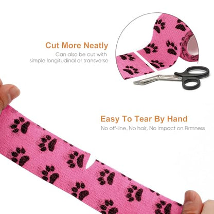AUPCON Vet Wrap Cohesive Bandages Bulk Self Adhesive Bandage Wrap Self Adherent Wrap Non-Woven for Dogs Pet Animals & Ankle Sprains & Swelling (2 Inch Mix) - color: 2 Inch Mix