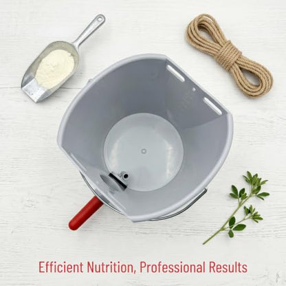3 Pcs 8.45 Quart Calf Nursing Bucket Feeder with Nipple and Hanger | Hanging calf pails for over-the-fence feeding, suitable for calves, cattle, stalls, barns, and livestock care.