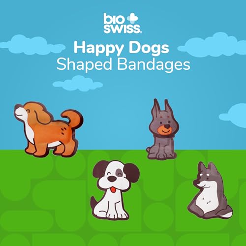 BioSwiss Bandages, Dog Shaped Self Adhesive Bandage Set, Latex Free, Sterile Wound Care, 24 Count - size: 24-Count Box, style: Dogs