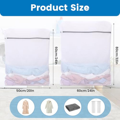 Dntorx 2 Pack X-Large + XX-Large Mesh Laundry Bags for Delicates, White - size: X-Large + XX-Large