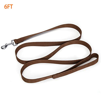 Strong Durable Nylon Dog Training Leash, 1 Inch Wide Traction Rope, 6 ft 10ft 15ft Long, for Small and Medium Dog (Brown, 6 Feet) - color: Brown, size: 6 Feet