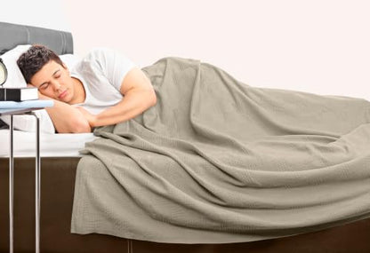 Utopia Bedding 100% Cotton Thermal Blanket Khaki Twin, 90x72 Inches - color: Khaki, size: Twin
