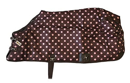 AJ Tack 420D Stable Blanket, Brown Pink Dots, 300g Fill 81" - size: 81 Inches