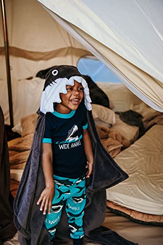 Lazy One Wearable Hooded Blanket for Kids, Animal Hooded Blanket (Shark) - color: Wide Awake Sharks Hooded Blanket