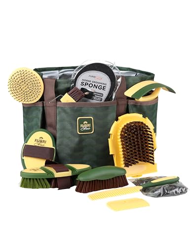 11-Piece Horse Grooming Kit with Waterproof Tote Pasture Glow - color: Pasture Glow