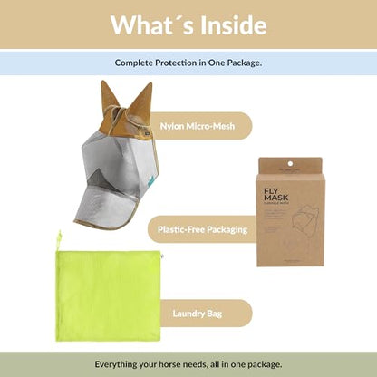 TSZ Horse Fly Mask with Ears and Nose Cover UV Block 70% Breathable Mesh - size: Horse
