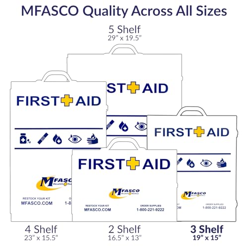 MFASCO OSHA/ANSI 2021 Class B First Aid Cabinet | 3-Shelf with Meds - size: 3 Shelf, style: W/ Medications