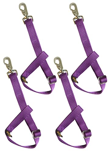 T TEKE Adjustable Heavy Duty Bucket Strap Hanger with Easy-on Hook (4 Pack), for Hay Nets, Buckets and Other Feeders - color: Purple