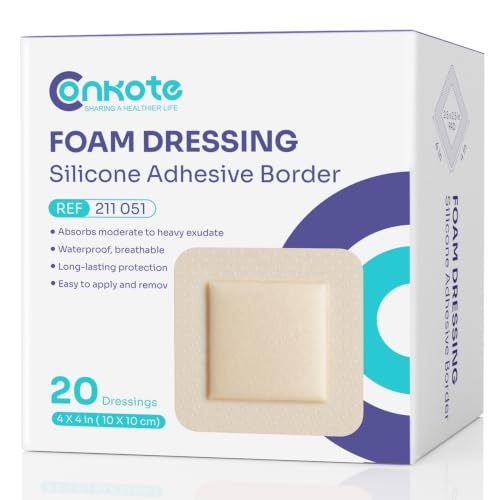 Silicone Foam Dressings 4'' X 4'', Large Bandages for Bedsores, 20 Pack - size: 4'' x 4'' (20 Dressings)