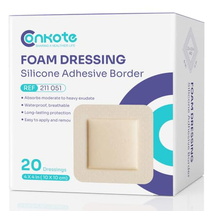 Silicone Foam Dressings 4'' X 4'', Large Bandages for Bedsores, 20 Pack - size: 4'' x 4'' (20 Dressings)