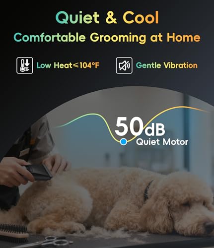 Dog Grooming Clippers for Thick Heavy Coats 3 Speeds Low Noise Pet Grooming Kit Cat Eletric Clipper with 10FC Ceramic & Stainless Steel Blade,Black - color: Black, size: Clipper